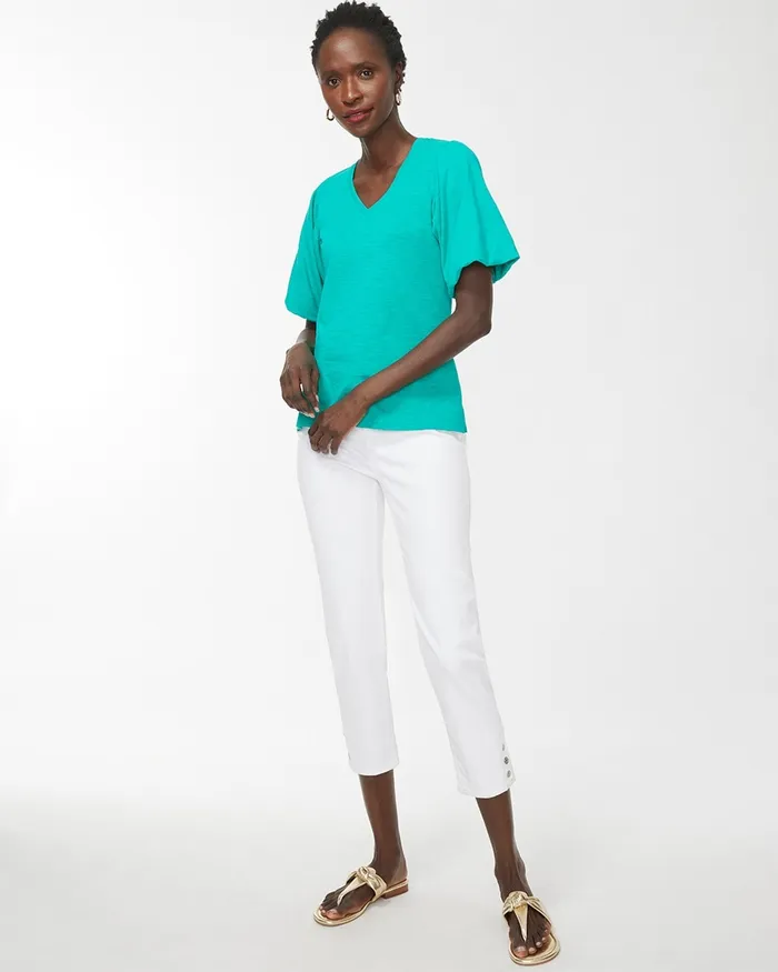 Chico039s Flutter Sleeve Elbow Tee Tropical Jade Women Tees