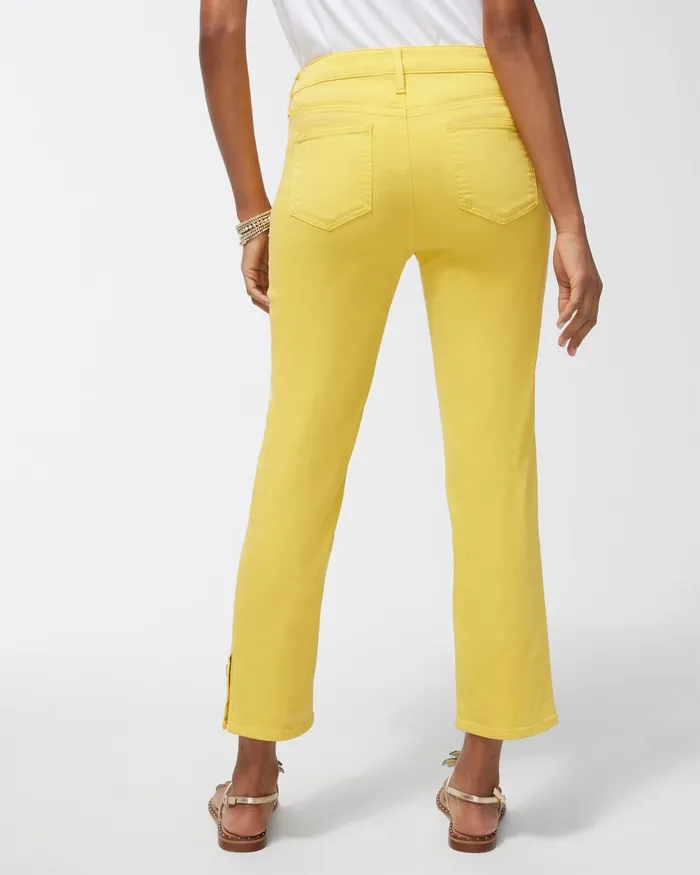 Chico039s Girlfriend Snap Hem Crops Amparo Blue Women Jeans and Denim