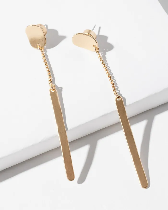 Chico039s Gold Tone Linear Earrings Gold Women Earrings
