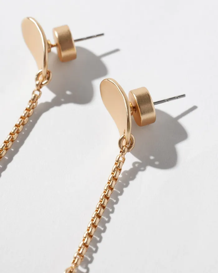 Chico039s Gold Tone Linear Earrings Gold Women Earrings