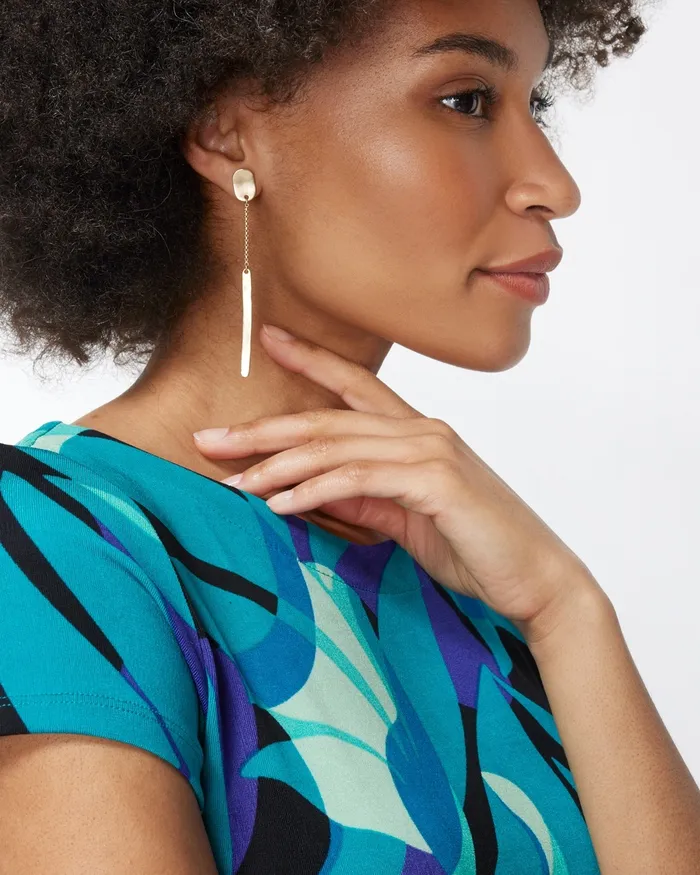 Chico039s Gold Tone Linear Earrings Gold Women Earrings