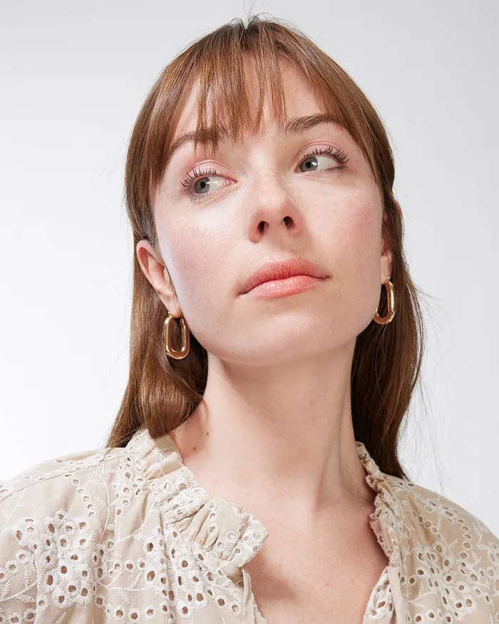 Chico039s Gold Tone Oval Hoop Earrings Gold Women Earrings