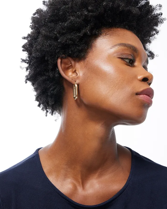 Chico039s Gold Tone Oval Hoop Earrings Gold Women Earrings