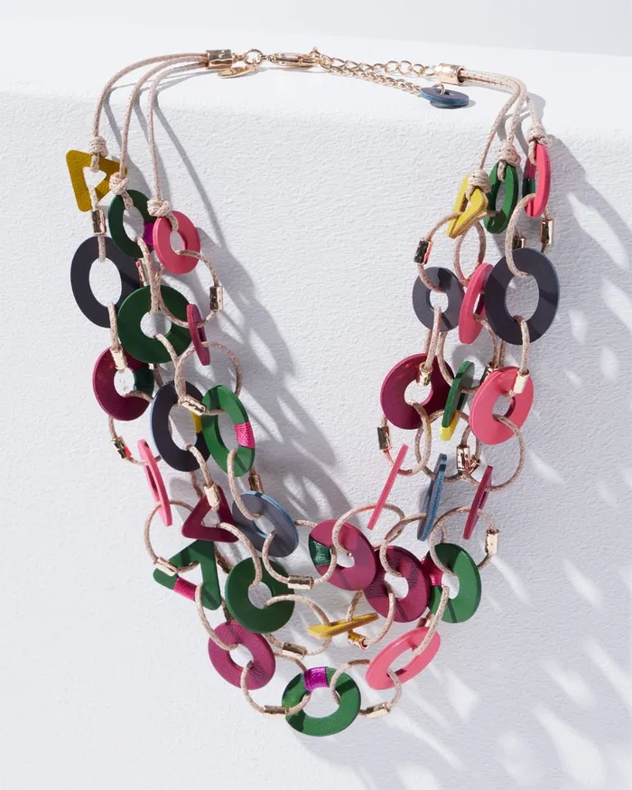 Chico039s Leather Multistrand Necklace Multi Women Necklaces