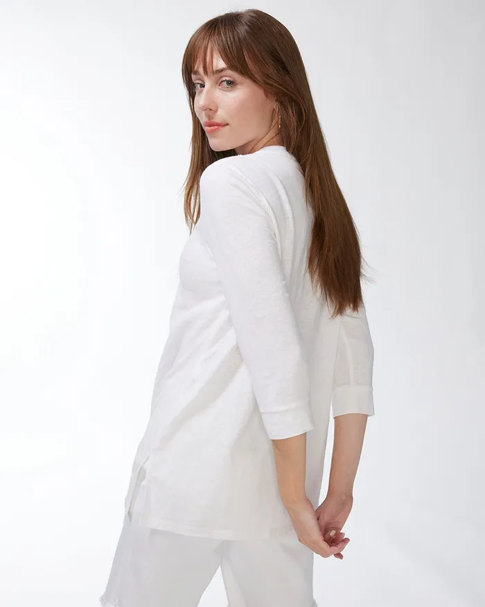 Chico039s LinenBlend Gold and Orange Tunic Alabaster Women Tops