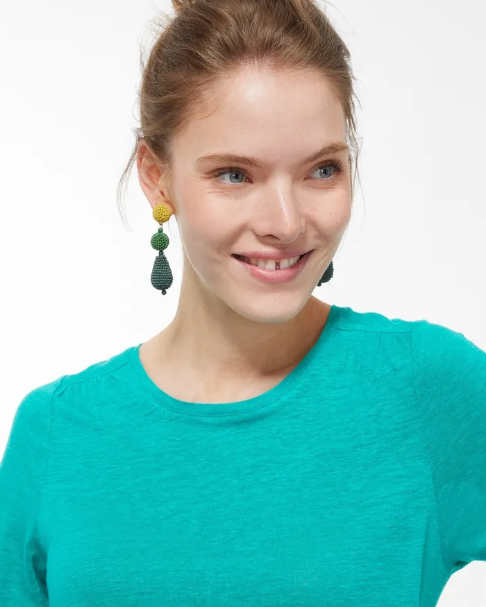 Chico039s Linen Tiered ALine Tee Mango Ice Women Tops