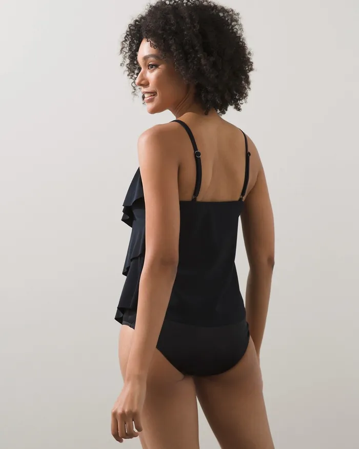 Chico039s Magicsuit Solid Rita Tankini Top Black Women Swim