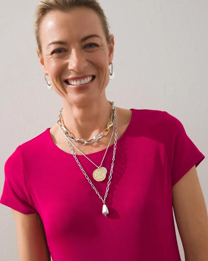 Chico039s Multistrand Convertible Necklace Mixed Metals Women Necklaces