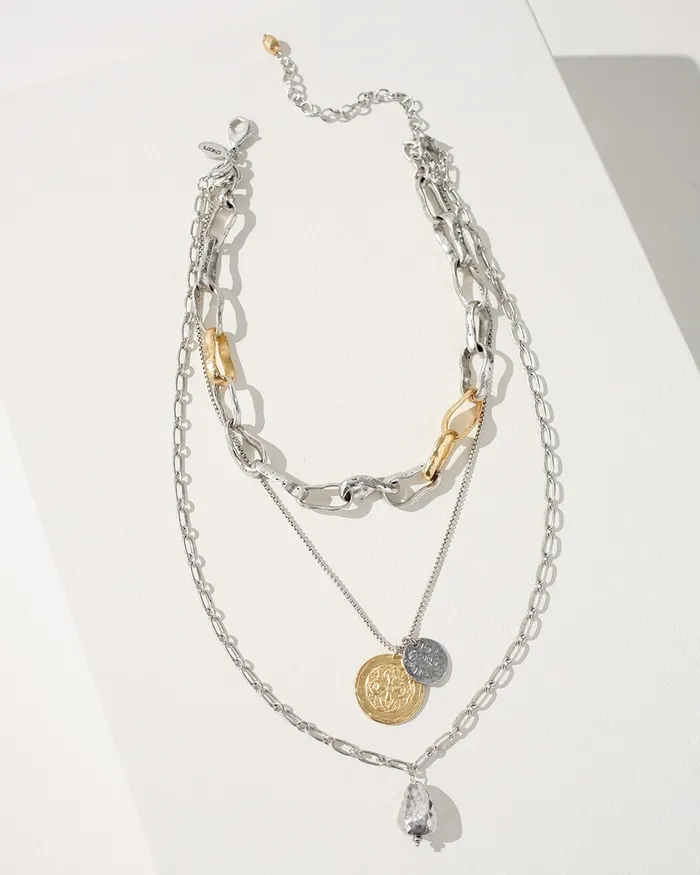 Chico039s Multistrand Convertible Necklace Mixed Metals Women Necklaces