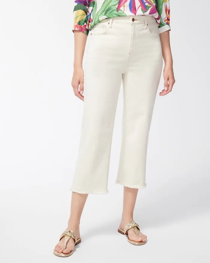 Chico039s Neutral High Rise Straight Crops Natural Cream Women Jeans and Denim