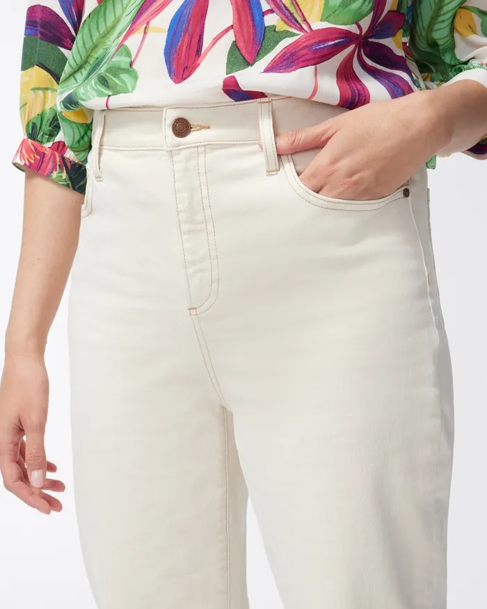 Chico039s Neutral High Rise Straight Crops Natural Cream Women Jeans and Denim