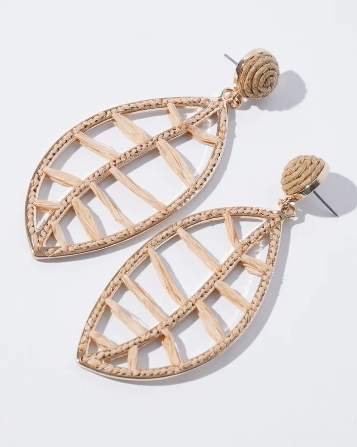 Chico039s Neutral Leaf Drop Earrings Gold Women Earrings