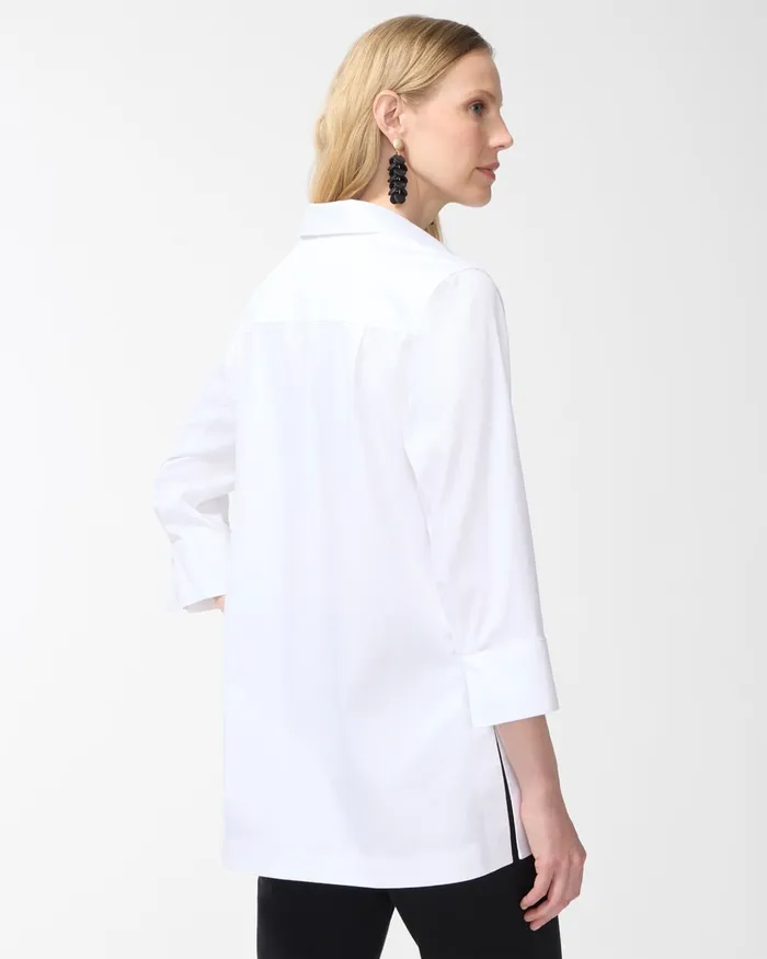 Chico039s No Iron Stretch 34 Sleeve Tunic Optic White Women Tops