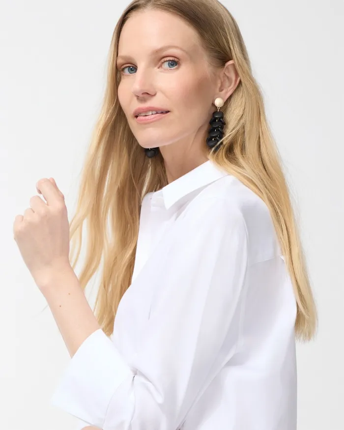 Chico039s No Iron Stretch 34 Sleeve Tunic Optic White Women Tops