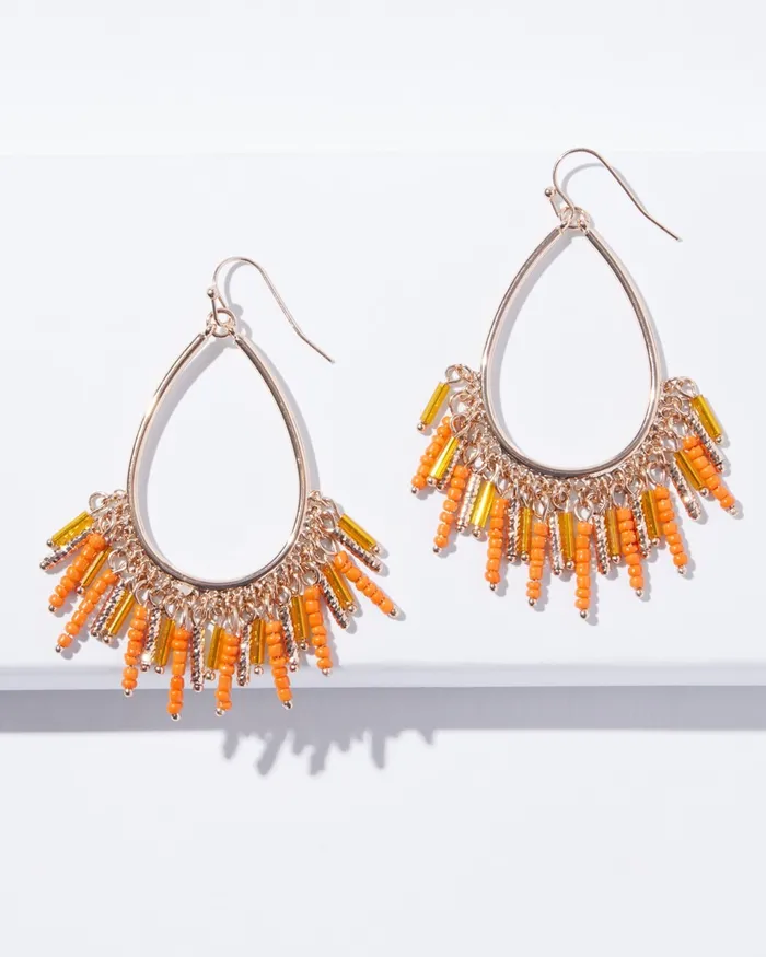 Chico039s Orange Fringe Hoop Earrings Orange Women Earrings