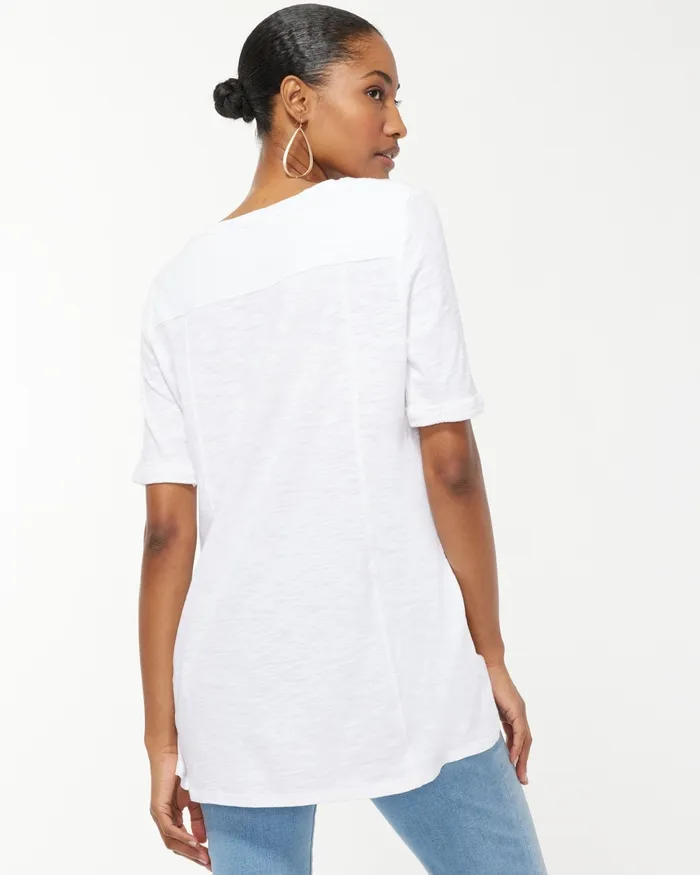 Chico039s Pineapple Seamed Slub Tee Alabaster Women Tops