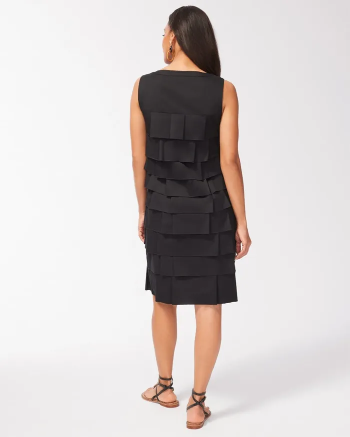 Chico039s Poplin MultiTier Shift Dress Black Women Dresses and Skirts