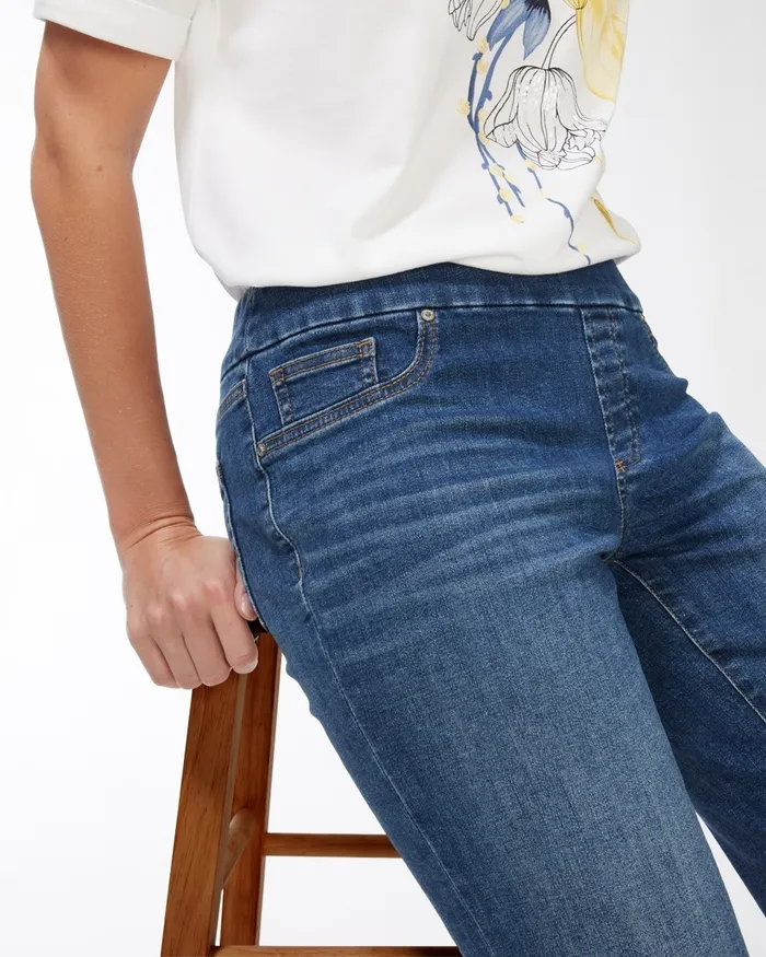 Chico039s Pullon Denim Shorts Moonflower Indigo Women Shorts