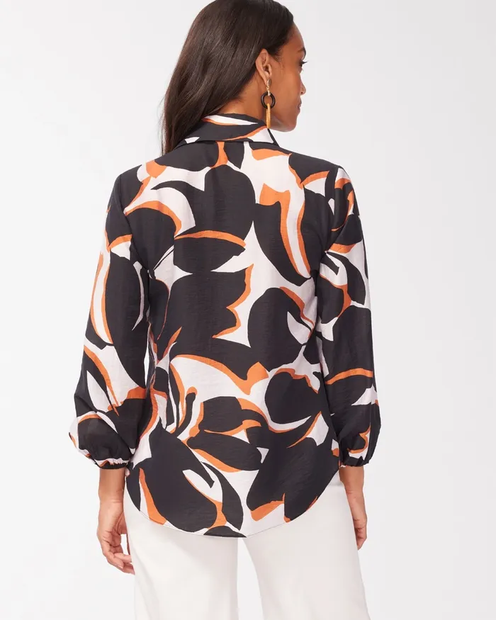 Chico039s Satin Long Sleeve Tunic Black Women Tops