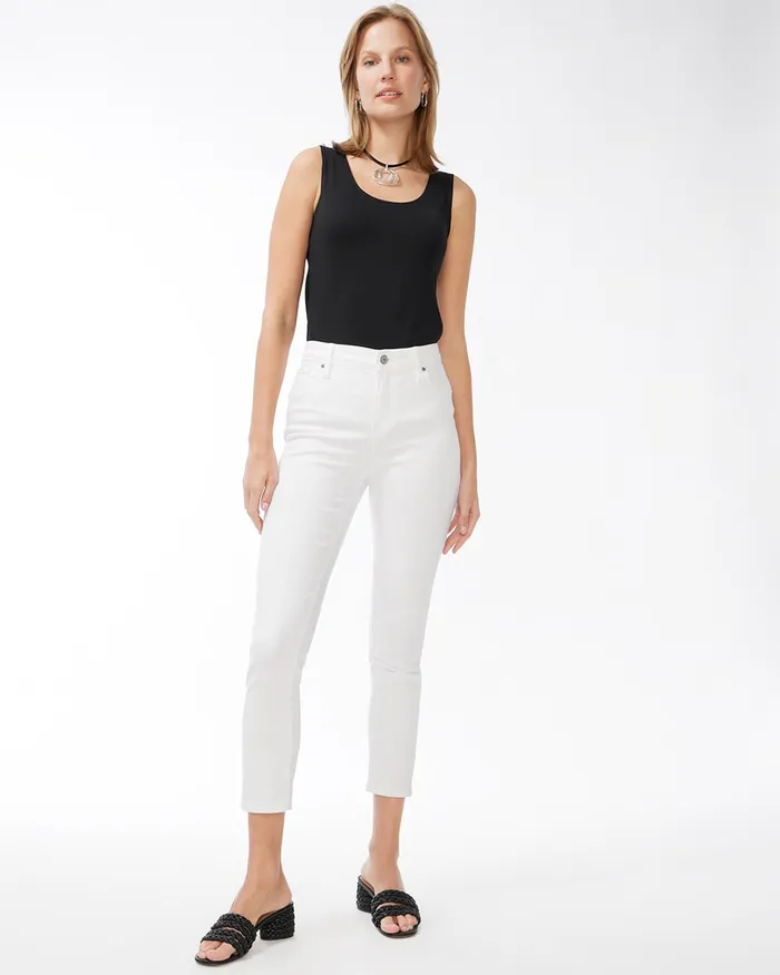 Chico039s So Slimming NoStain White Girlfriend Ankle Jeans Alabaster Women Jeans and Denim