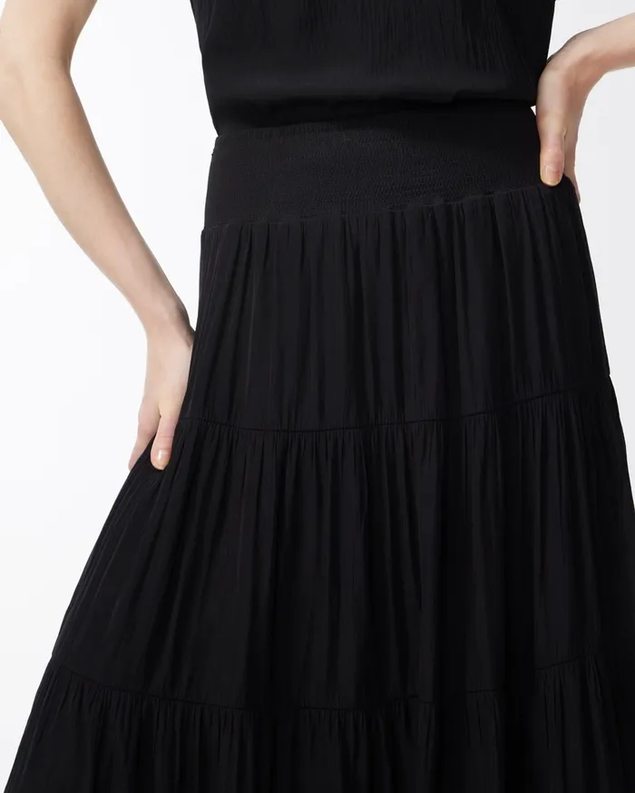 Chico039s Tiered Maxi Skirt Black Women Dresses and Skirts