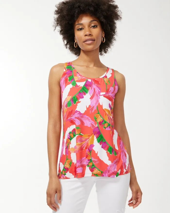 Chico039s Touch Of Cool Foliage Polished Tank Botanic Berry Women Tees