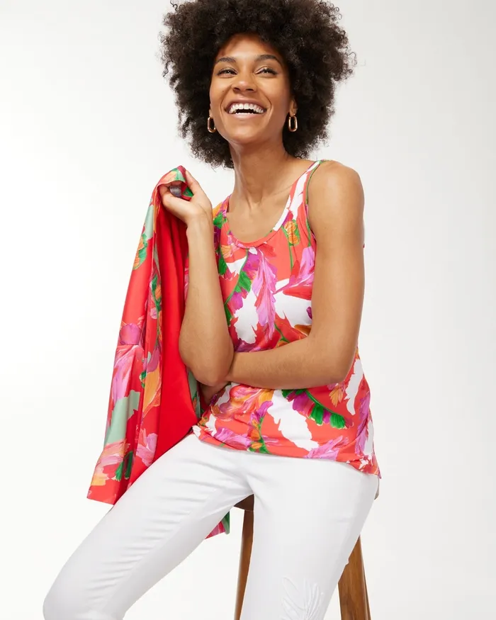 Chico039s Touch Of Cool Foliage Polished Tank Botanic Berry Women Tees