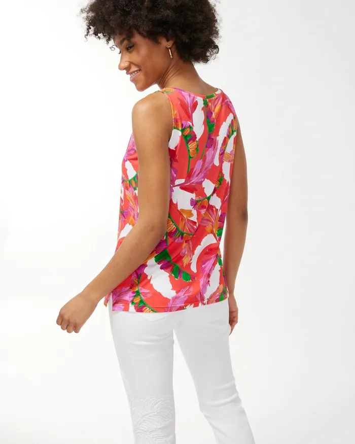 Chico039s Touch Of Cool Foliage Polished Tank Botanic Berry Women Tees