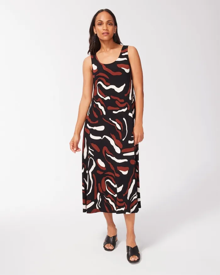 Chico039s Travelers Abstract Print Tank Dress Travelers Black Women Matching Sets
