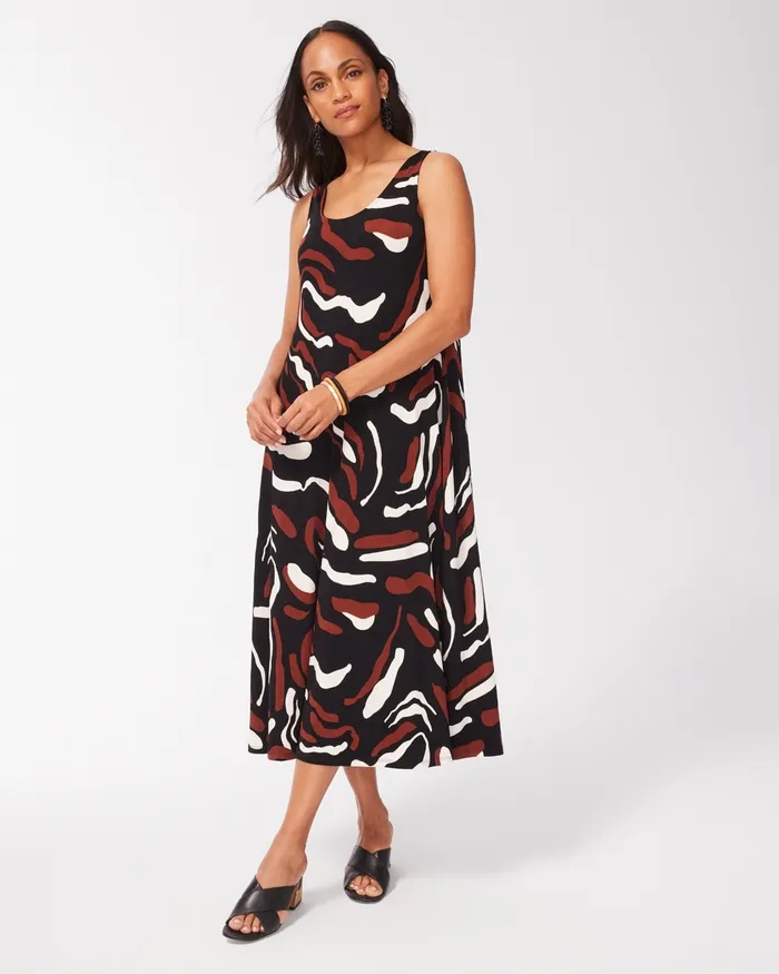 Chico039s Travelers Abstract Print Tank Dress Travelers Black Women Matching Sets