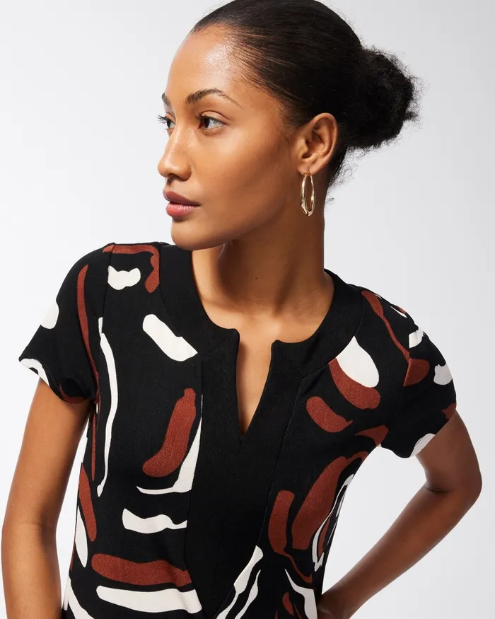 Chico039s Travelers Abstract Print Tunic Travelers Black Women Tops