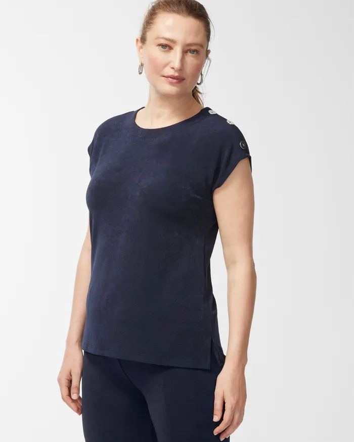 Chico039s Travelers Button Sleeve Top Travelers India Ink Women Tops
