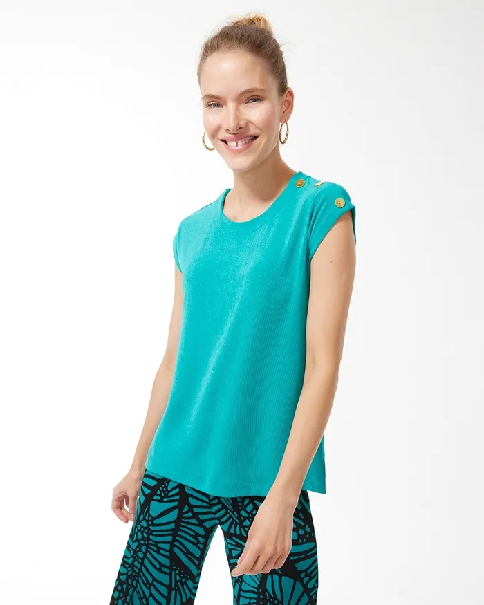 Chico039s Travelers Button Sleeve Top Travelers India Ink Women Tops
