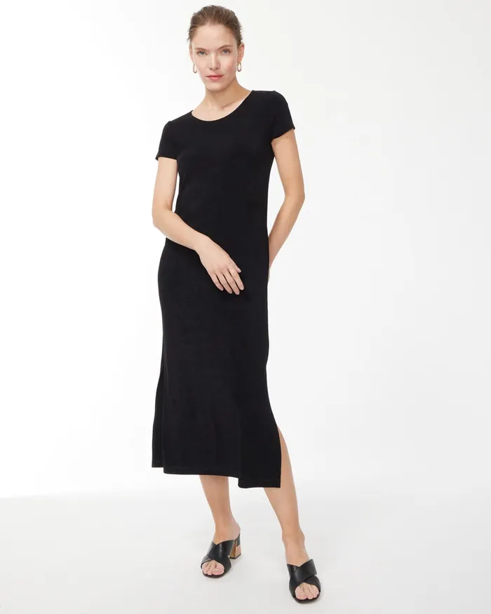 Chico039s Travelers Classic Short Sleeve Maxi Dress Travelers Black Women Dresses and Skirts