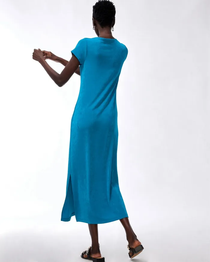 Chico039s Travelers Classic Short Sleeve Maxi Dress Travelers Black Women Dresses and Skirts