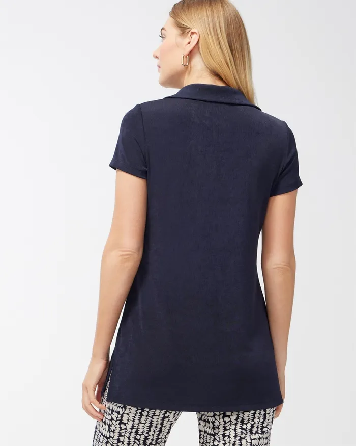 Chico039s Travelers Zip Front Top Travelers India Ink Women Tops