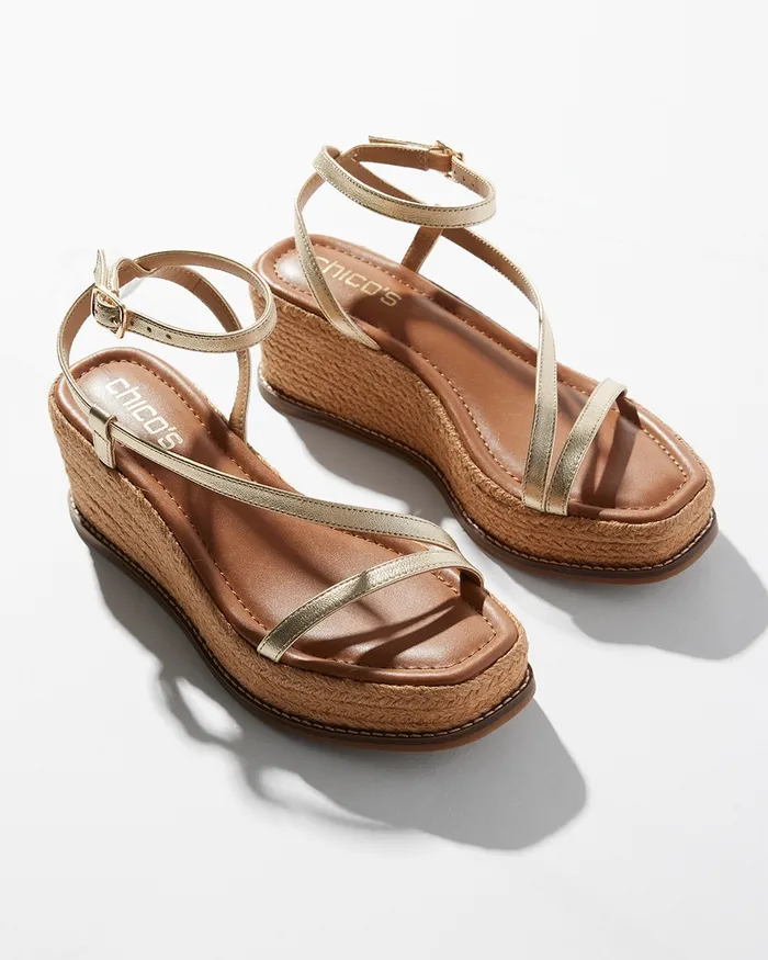 Chico039s Wedge Sandals Champagne Women Shoes