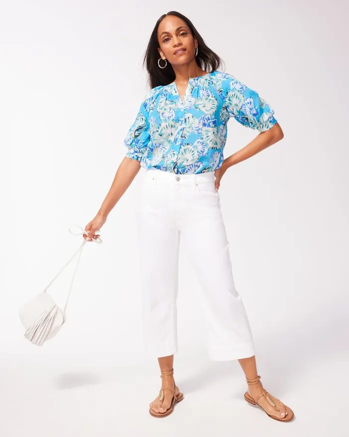 Chico039s White Denim Trouser Crops Alabaster Women Jeans and Denim