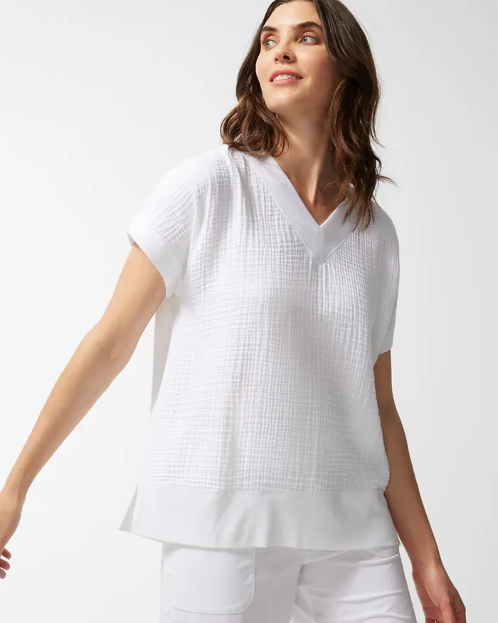 Chico039s Zenergy French Terry Gauze Beach Shirt Alabaster Women Matching Sets