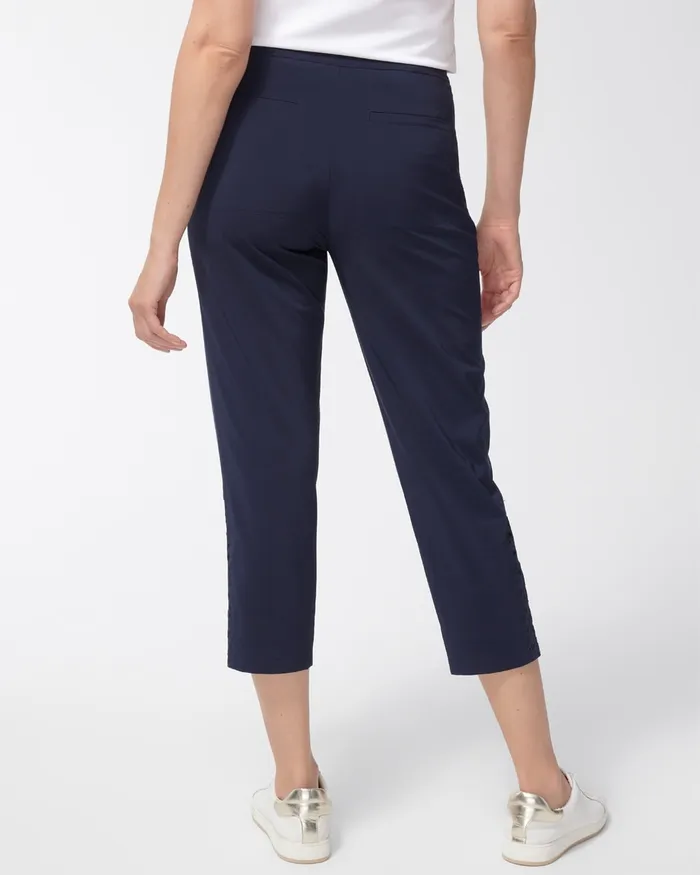 Chico039s Zenergy Neema Navy Eyelet Crops Classic Navy Women Pants