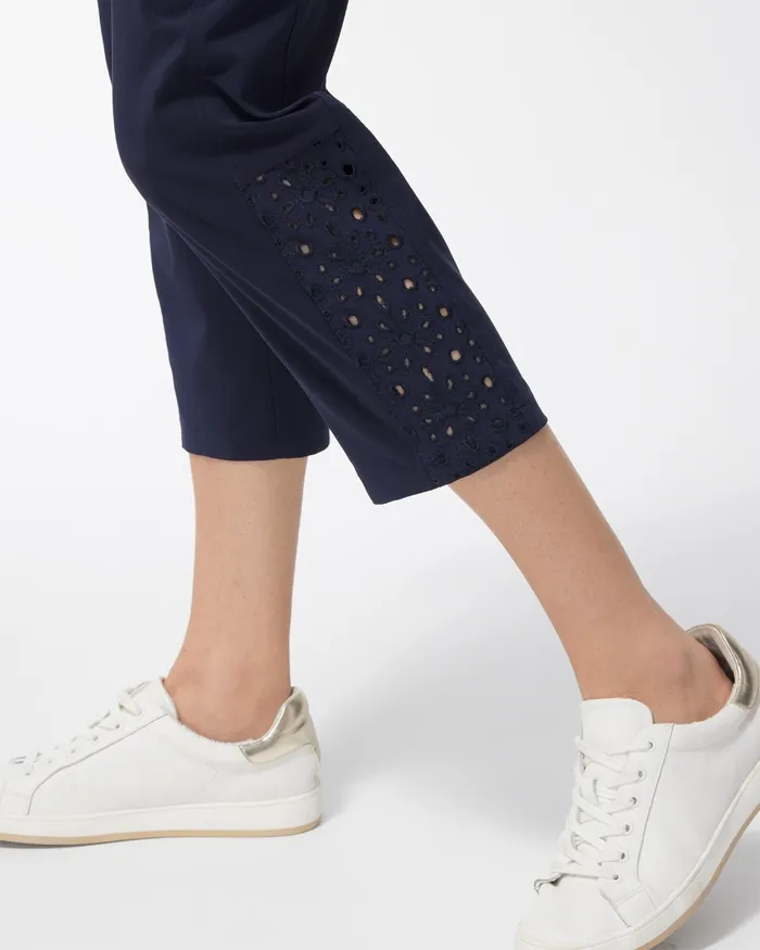 Chico039s Zenergy Neema Navy Eyelet Crops Classic Navy Women Pants