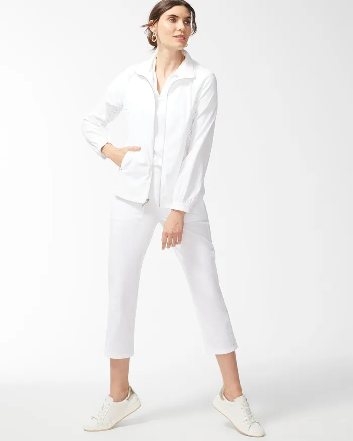 Chico039s Zenergy Neema White Eyelet Jacket Alabaster Women Activewear