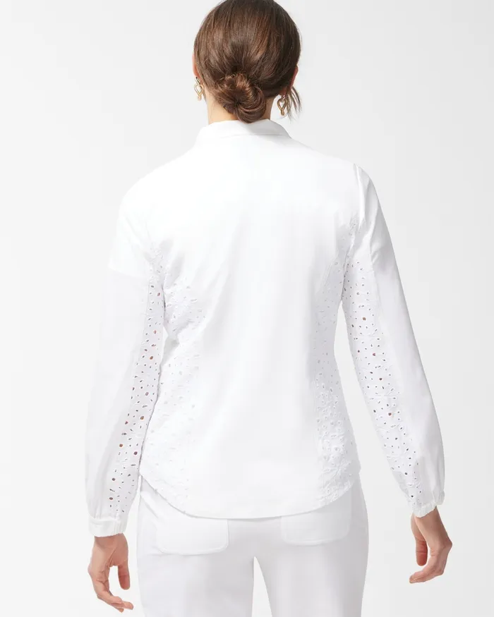 Chico039s Zenergy Neema White Eyelet Jacket Alabaster Women Activewear