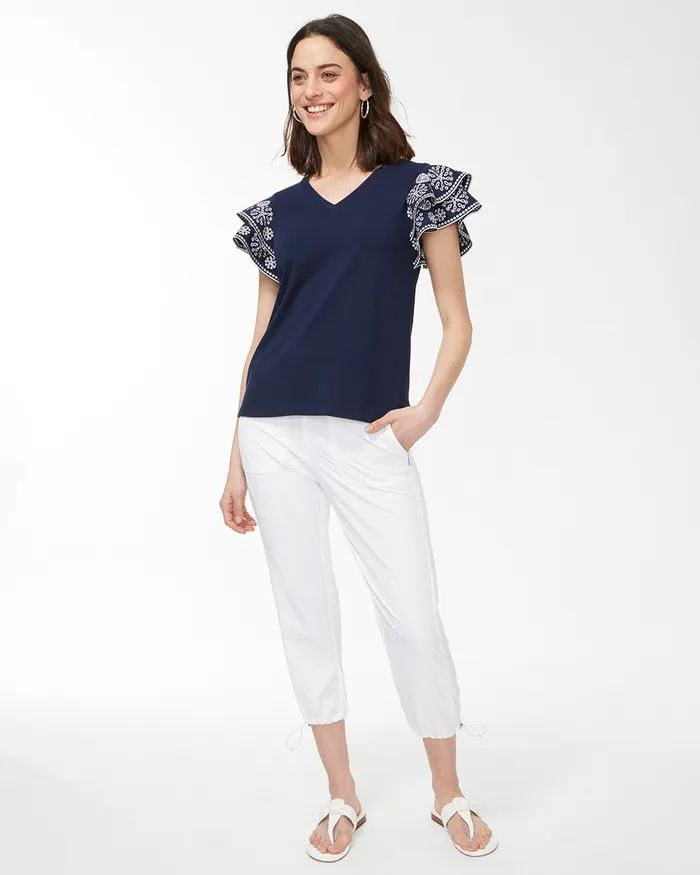 Chico039s Zenergy UPF Flutter Sleeve Tee Flame Scarlet Women Tops