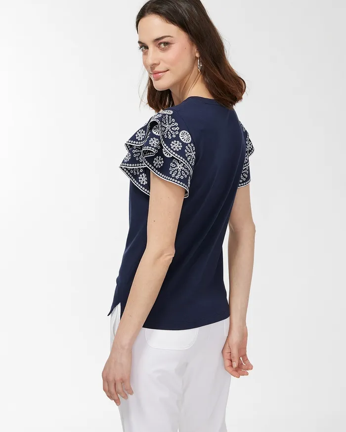 Chico039s Zenergy UPF Flutter Sleeve Tee Flame Scarlet Women Tops