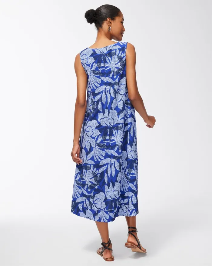 Chico039s Zenergy UPF Neema Floral Dress Blue Grotto Women Activewear