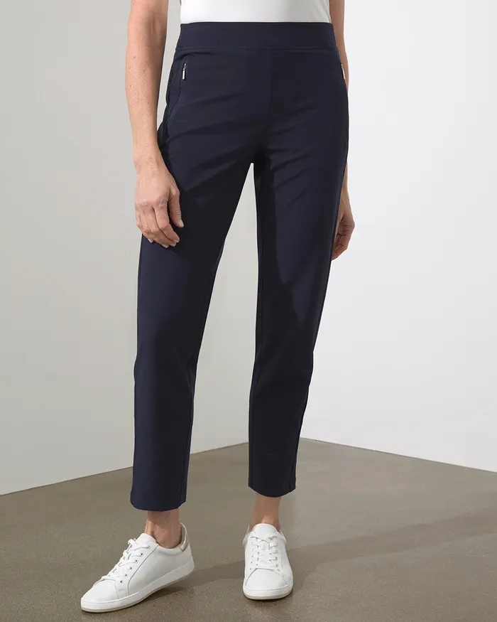 Chico039s Zenergy UPF Ribbed Side Ankle Pants Classic Navy Women Activewear