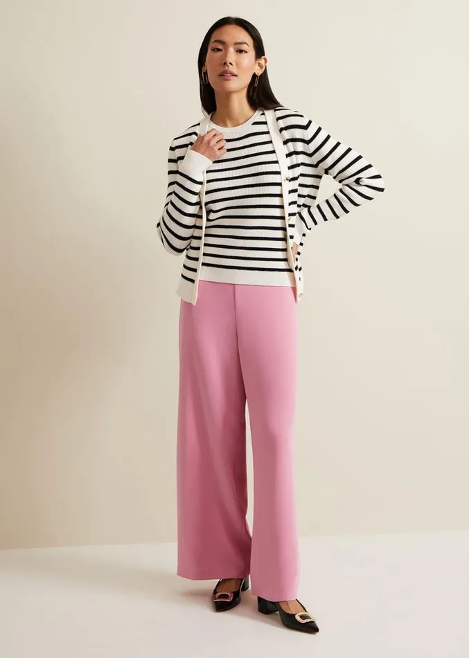 Chloe Stripe Cardigan Ivorynavy Women Phase Eight Knitwear