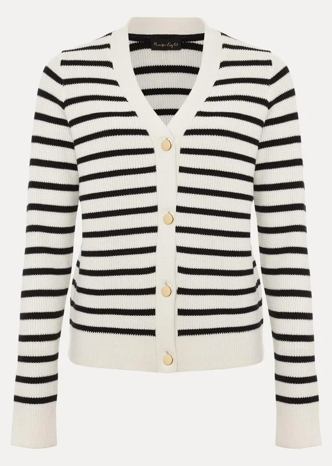 Chloe Stripe Cardigan Ivorynavy Women Phase Eight Knitwear