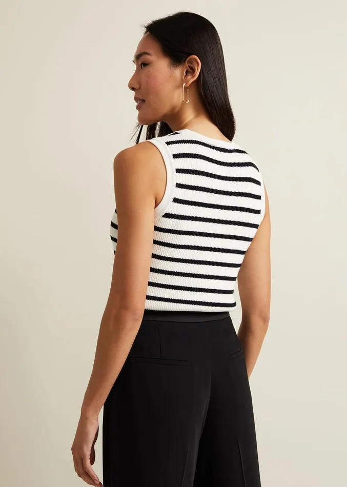 Chloe Stripe Vest Ivorynavy Women Phase Eight Tops and TShirts
